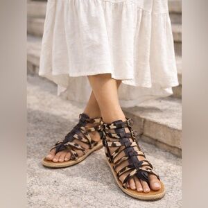 Christian Louboutin Leopard Print Pony Hair Nuria Flat Gladiator Sandals Sz 10